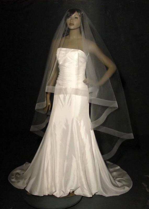 Sheer Wedding Veils
 Items similar to Circular Drop veil with a 2" horsehair