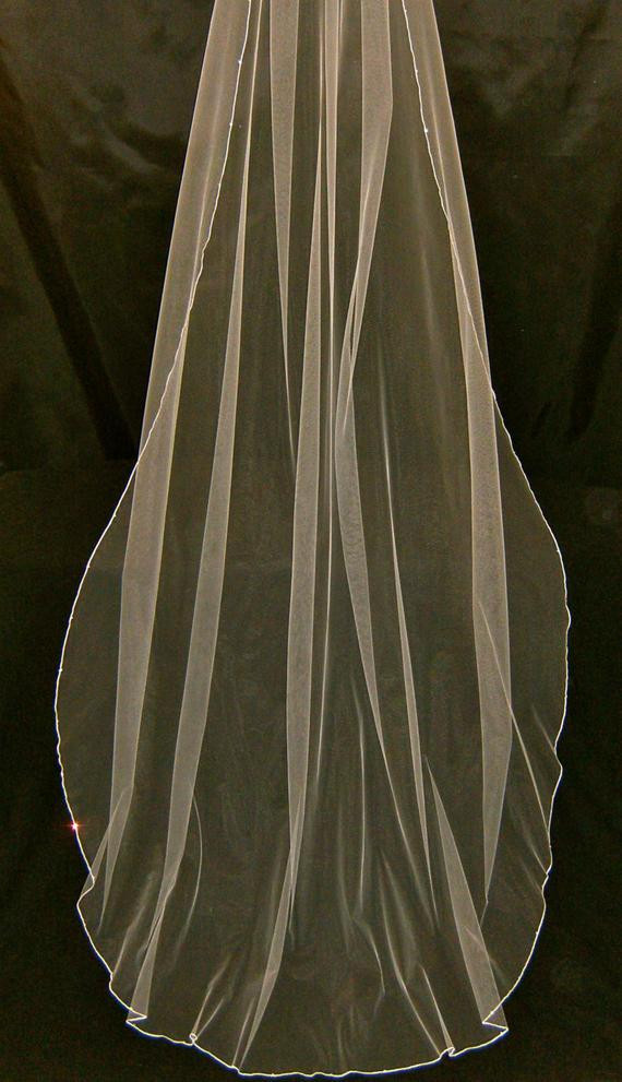 Sheer Wedding Veils
 Wedding Veil Silk Pencil Edge Sheer Swarovski Crystal by