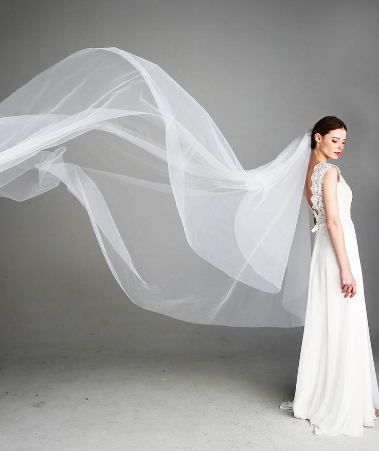 Sheer Wedding Veils
 Soft Sheer Plain 1 Tier Chapel Length Tulle Veil Long