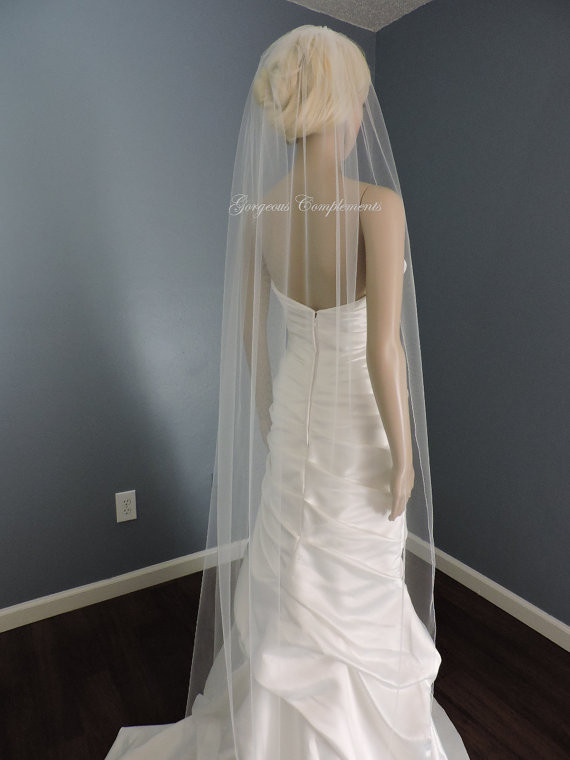 Sheer Wedding Veils
 Floor Length Sheer Wedding Veil with Pencil Edge Bridal Veil