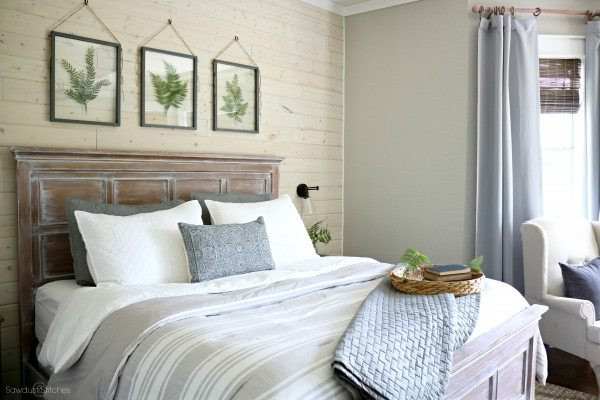 Shiplap Accent Wall Bedroom
 Master Bedroom Makeover with ShipLap accent wall by