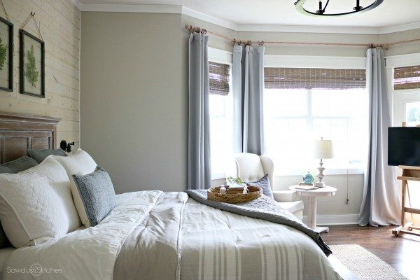 Shiplap Accent Wall Bedroom
 Master Bedroom Makeover with ShipLap accent wall by