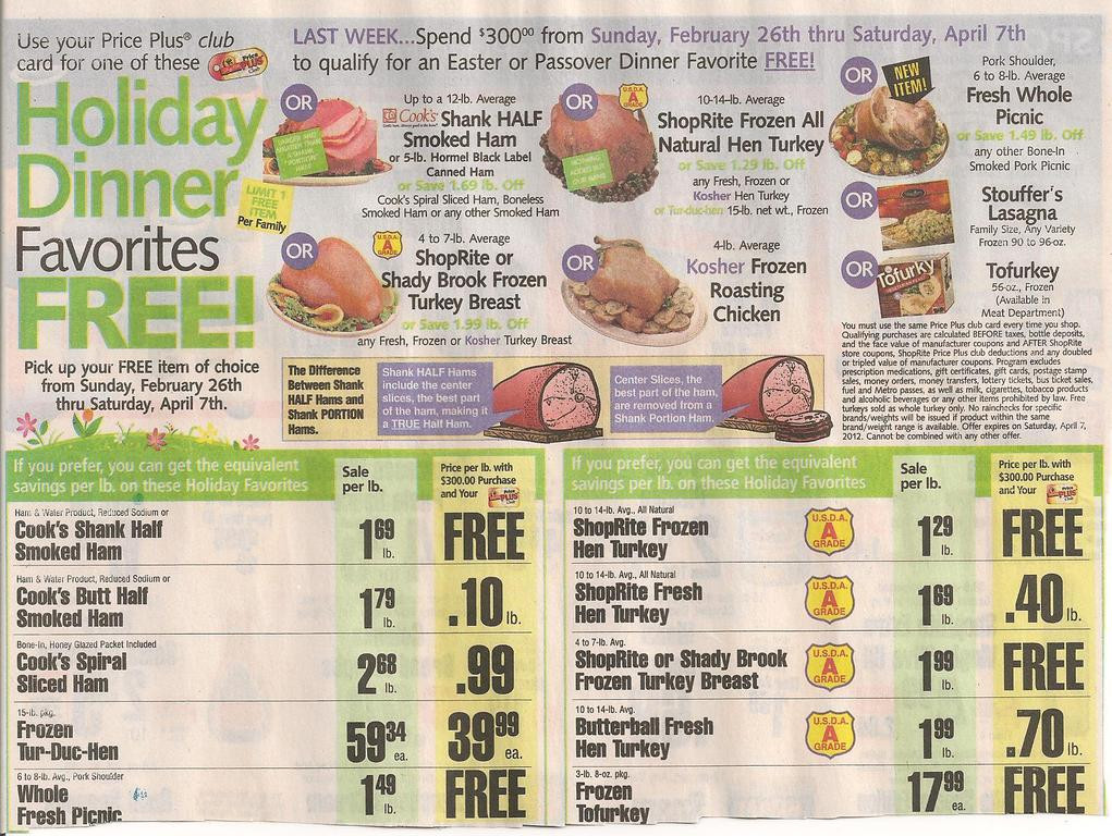 Shoprite Free Easter Ham
 ShopRite free holiday meals Hackettstown NJ