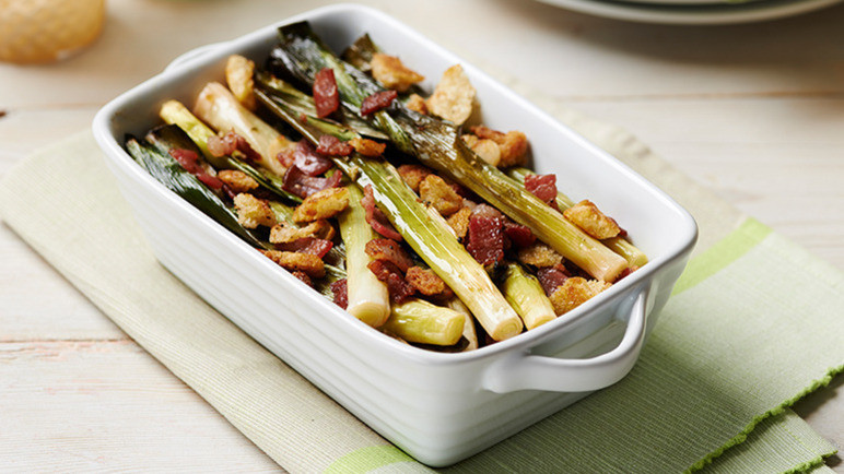 Side Dishes For Leg Of Lamb
 Recipe Roast baby leeks with oak smoked bacon croutons