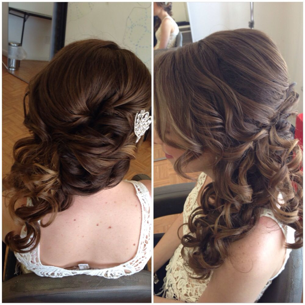 Side Swept Prom Hairstyles
 Bridal hair wedding hair side swept updo side ponytail