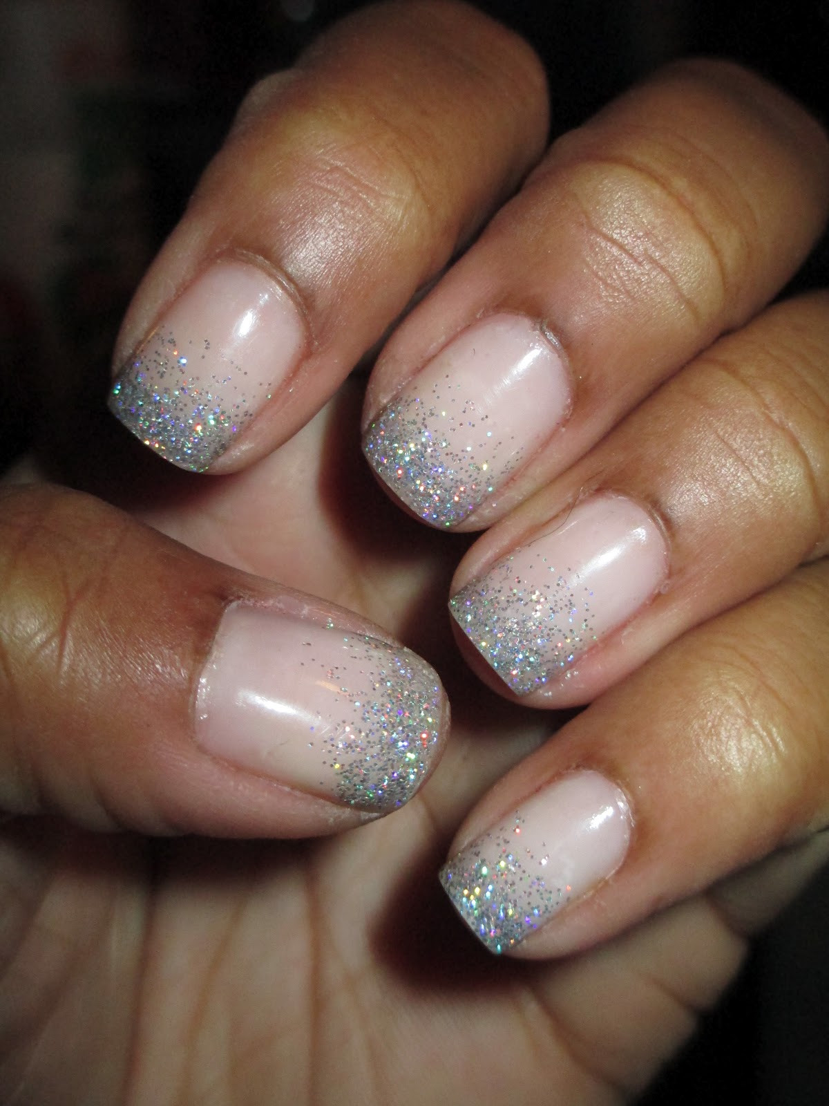 Silver Glitter Tips Nails
 Fairly Charming Church Mani Frosted Tips