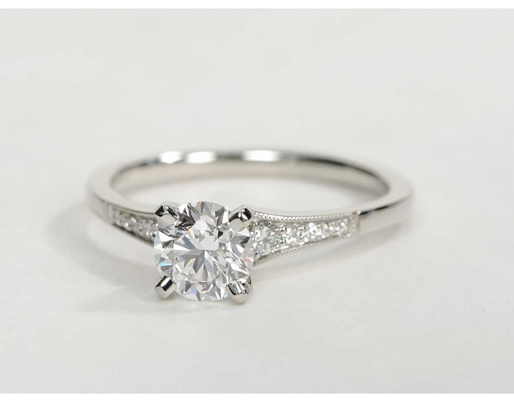 Simple Diamond Rings
 0 82 Carat Diamond Graduated Milgrain Diamond Engagement