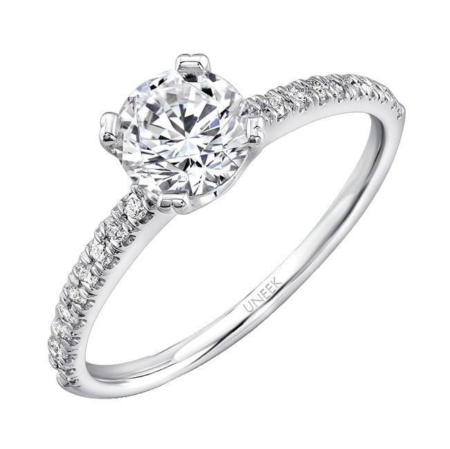 Simple Diamond Rings
 Uneek Round Diamond Non Halo Engagement Ring with Simple U