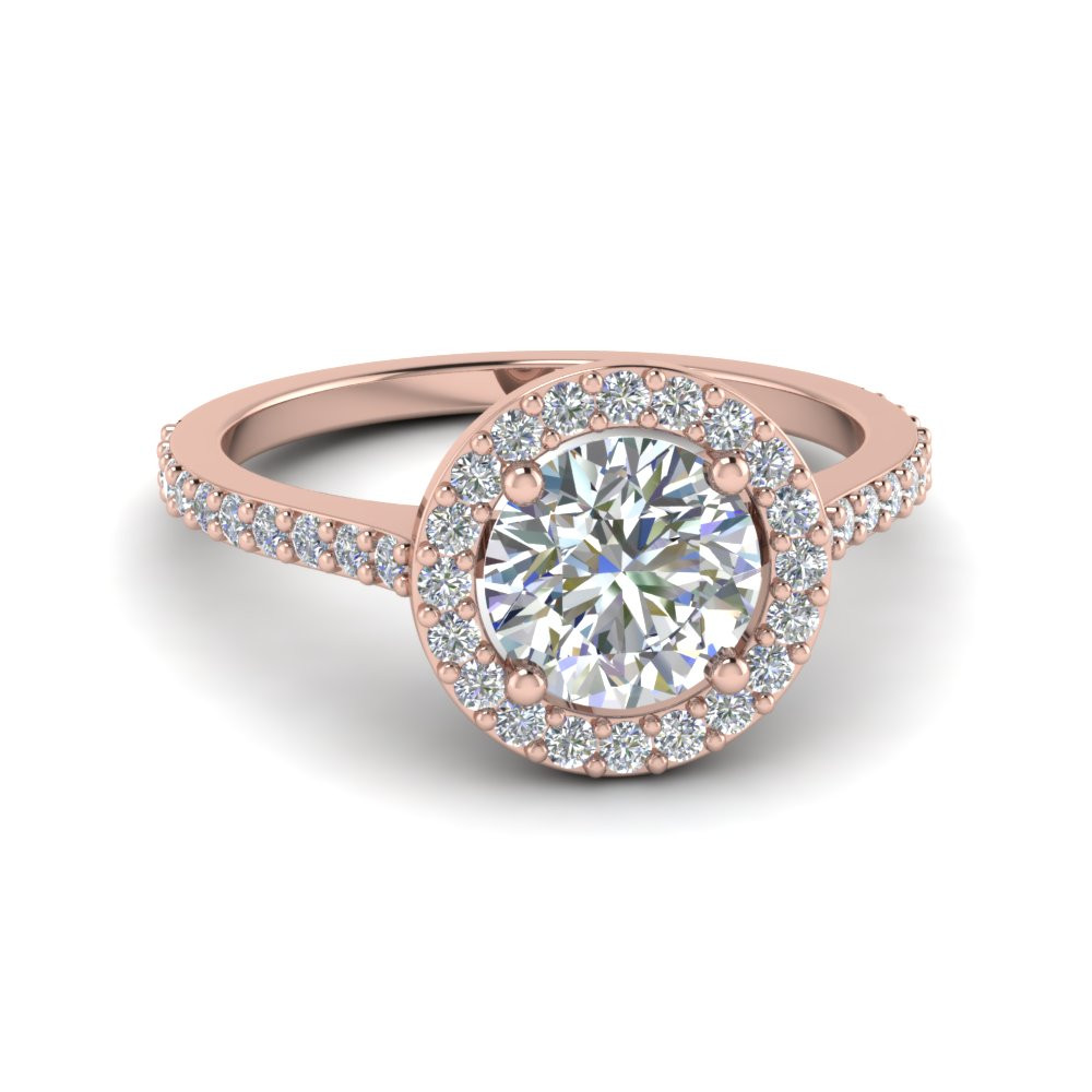 Simple Diamond Rings
 Simple Round Halo Diamond Engagement Ring In 14K Rose Gold