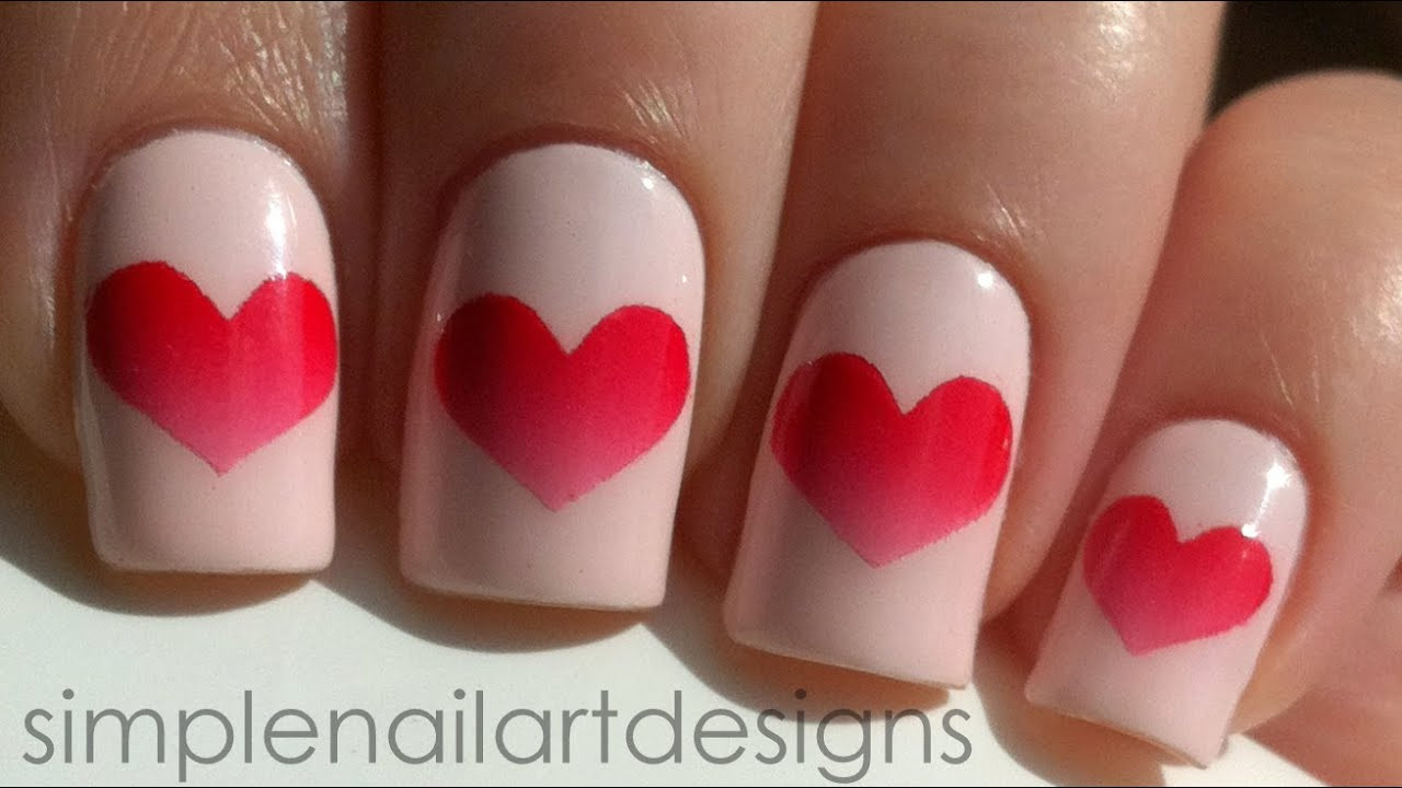 Simple Heart Nail Designs
 Valentine s Day Heart Nail Art Tutorial