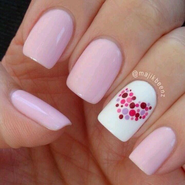 Simple Heart Nail Designs
 Pink & hearts super cute and looks pretty easy