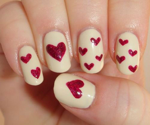 Simple Heart Nail Designs
 18 Simple Valentine s Day Red Heart Nail Art Designs