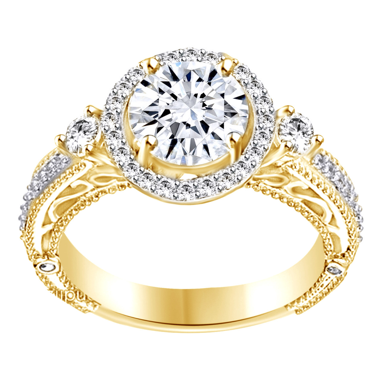 Simulated Diamond Rings
 Vintage Art Deco Ring Engagement 2 Carat Simulated Diamond