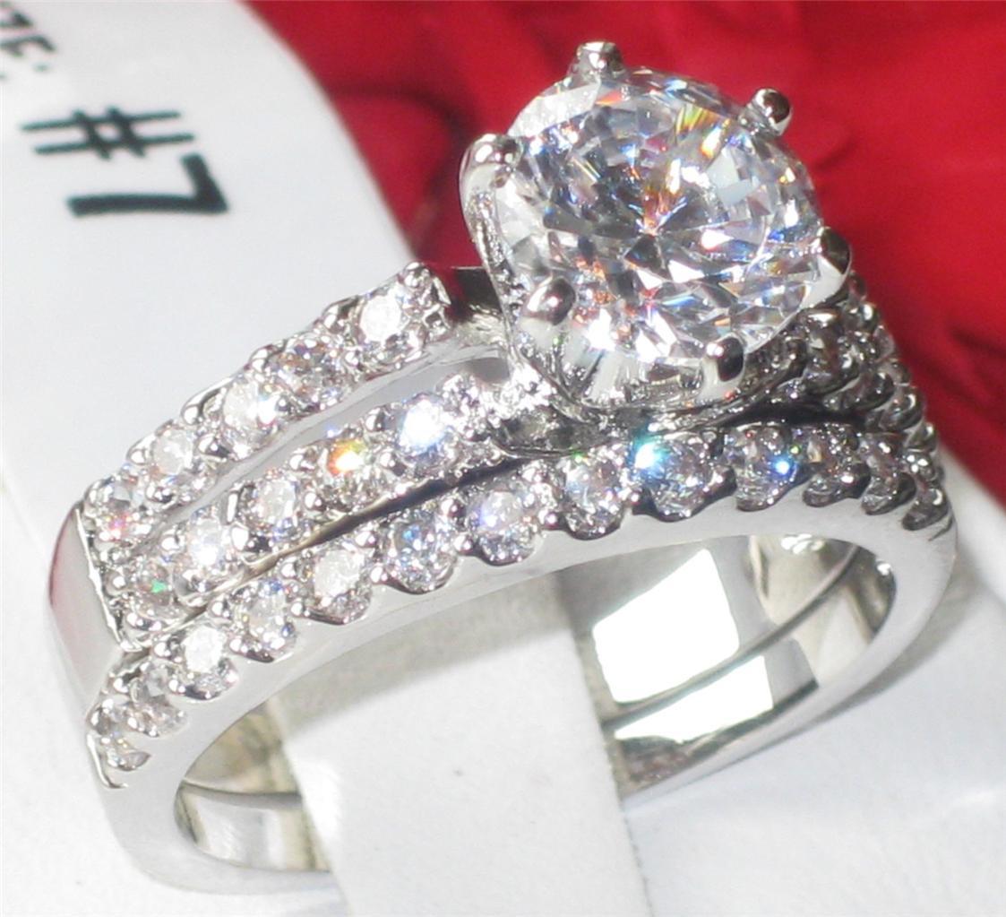 Simulated Diamond Rings
 T1W009pb womens REALISTIC SIMULATED DIAMOND WEDDING