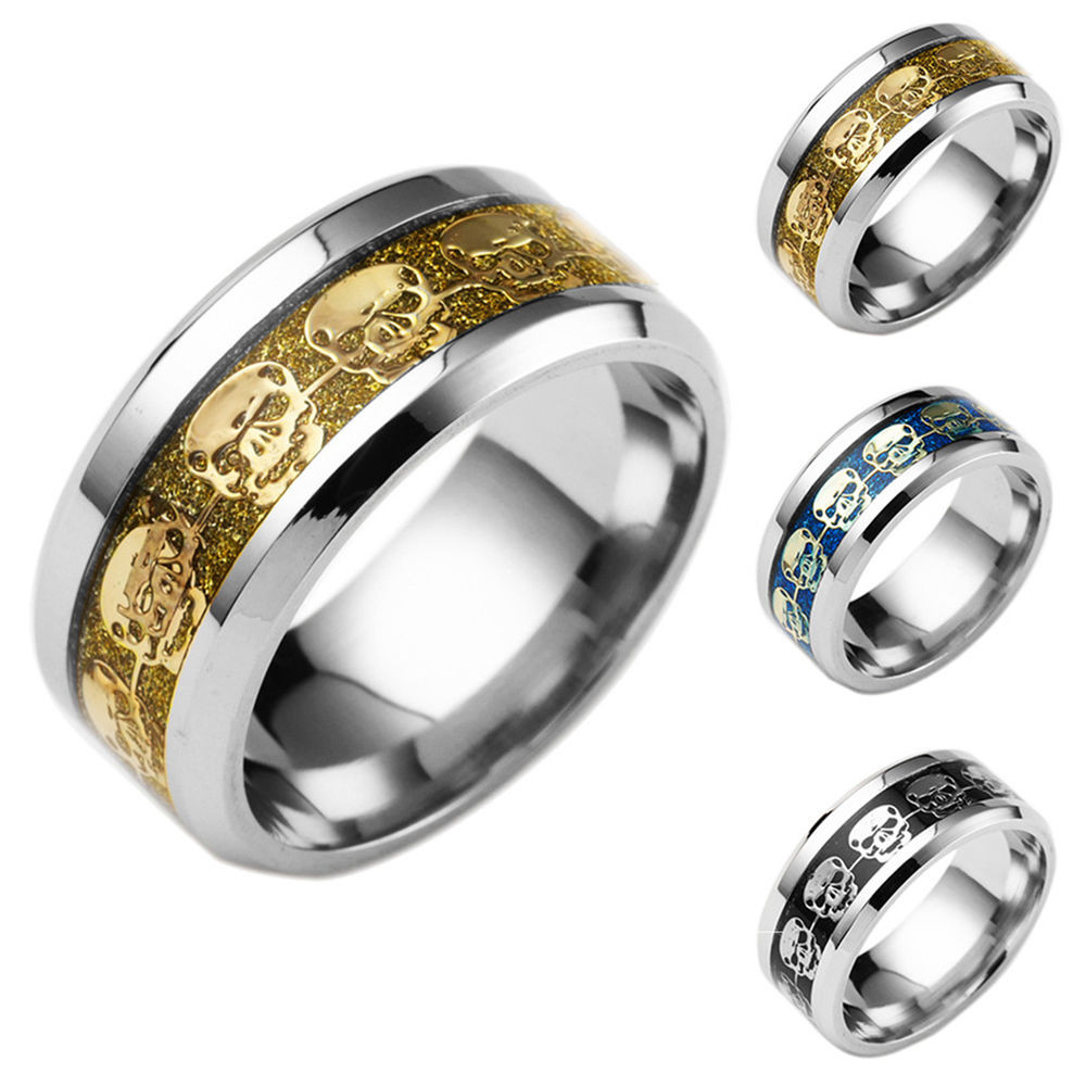 Skull Wedding Rings
 8MM Fashion Men Women Wedding Band Ring Punisher Skull