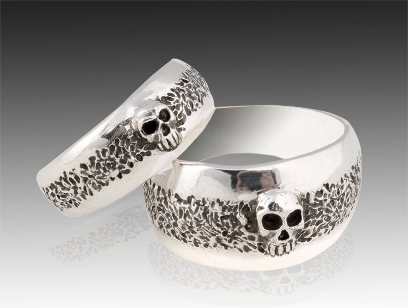 Skull Wedding Rings
 Silver Skull Wedding Ring Set Solid Sterling Silver Wedding