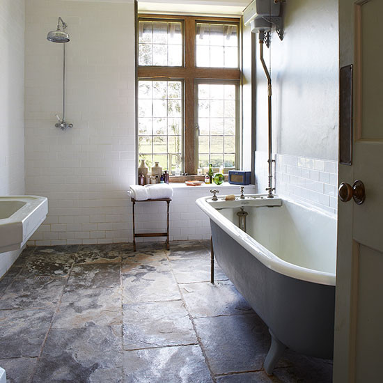 Slate Tile Bathroom Floor
 Country bathroom with slate floor Decorating