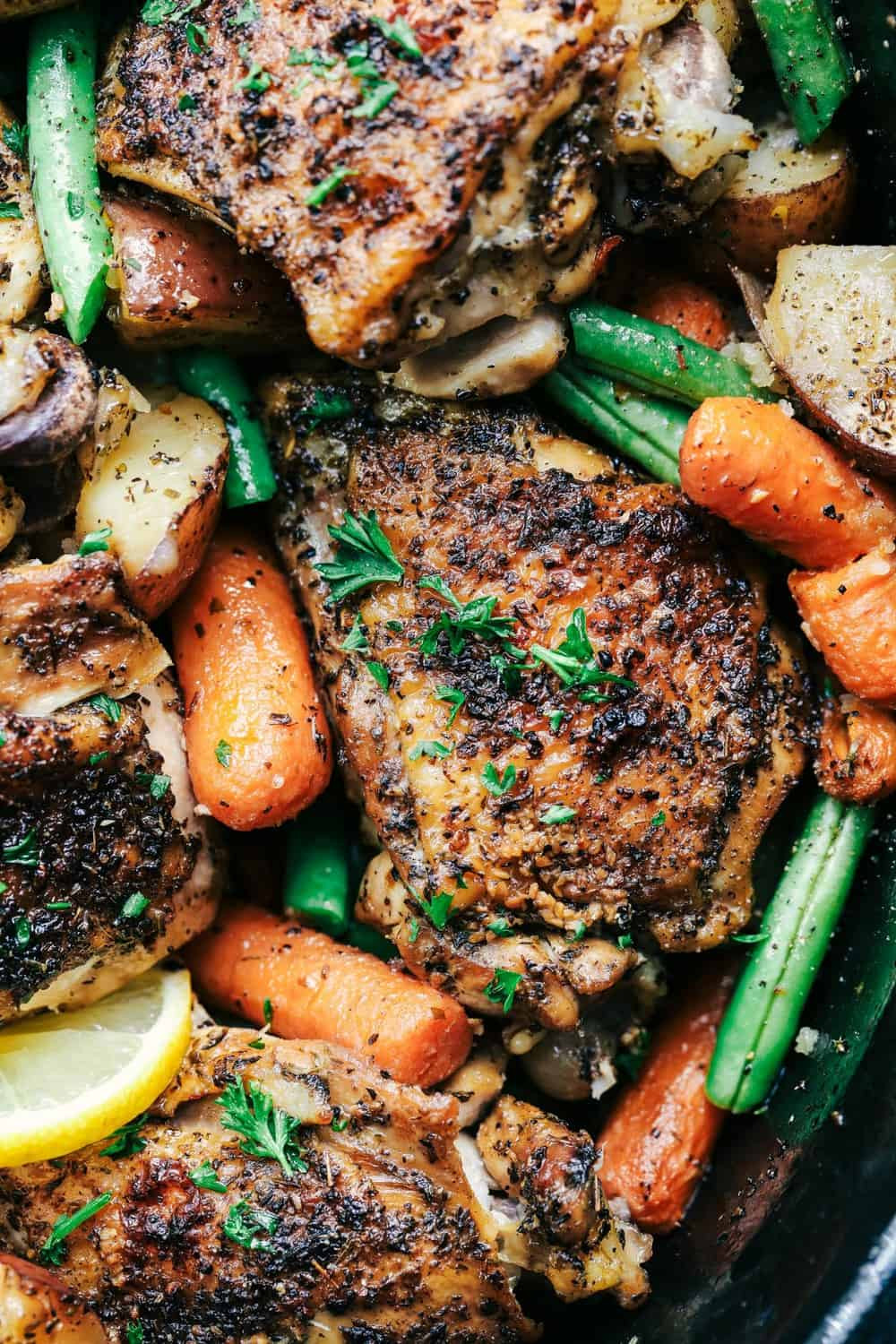 Slow Cooker Lemon Chicken Thighs
 Slow Cooker Lemon Garlic Chicken Thighs and Veggies