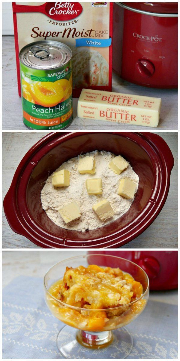 Slow Cooker Peach Cobbler Cake Mix
 Make peach cobbler in the slow cooker with just three