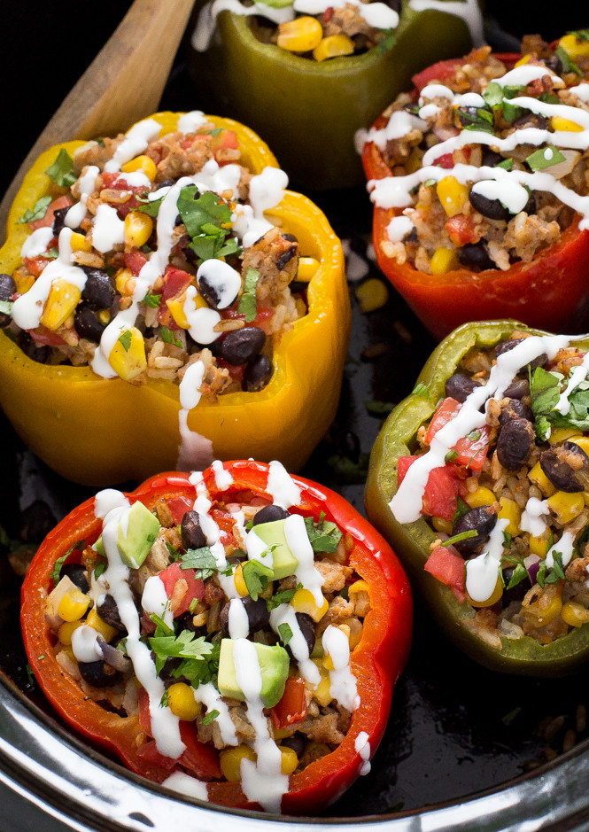 Slow Cooker Stuffed Bell Peppers
 Mexican Slow Cooker Stuffed Peppers