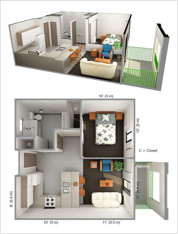Small 1 Bedroom Apartment
 A small space doesn t have to be boring if it is designed