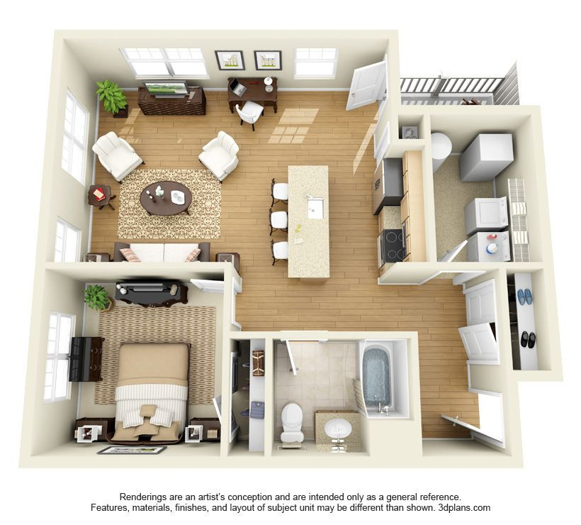 Small 1 Bedroom Apartment
 one bedroom condo 3d Google Search floor plans
