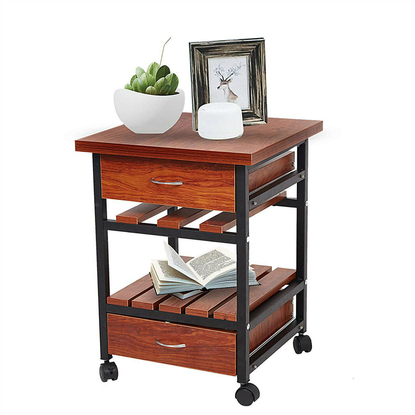 Small Bedroom Table
 Bedside Table with Drawers Rolling Nightstand Small End