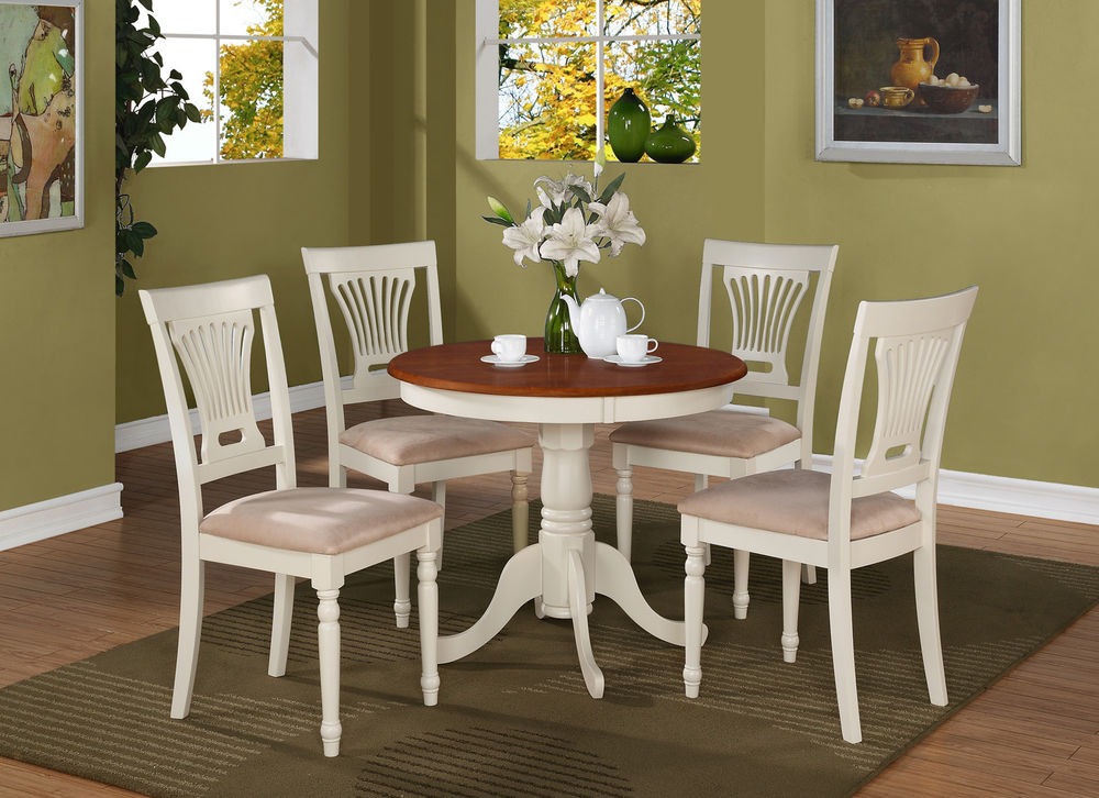 Small Kitchen Dinette Set
 5PC ANTIQUE ROUND DINETTE KITCHEN TABLE DINING SET WITH 4