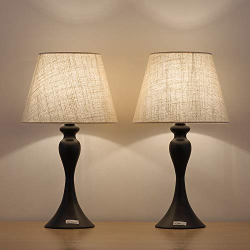 Small Table Lamps For Bedroom
 HAITRAL Black Small Table Lamps Set of 2 Retro Bedside