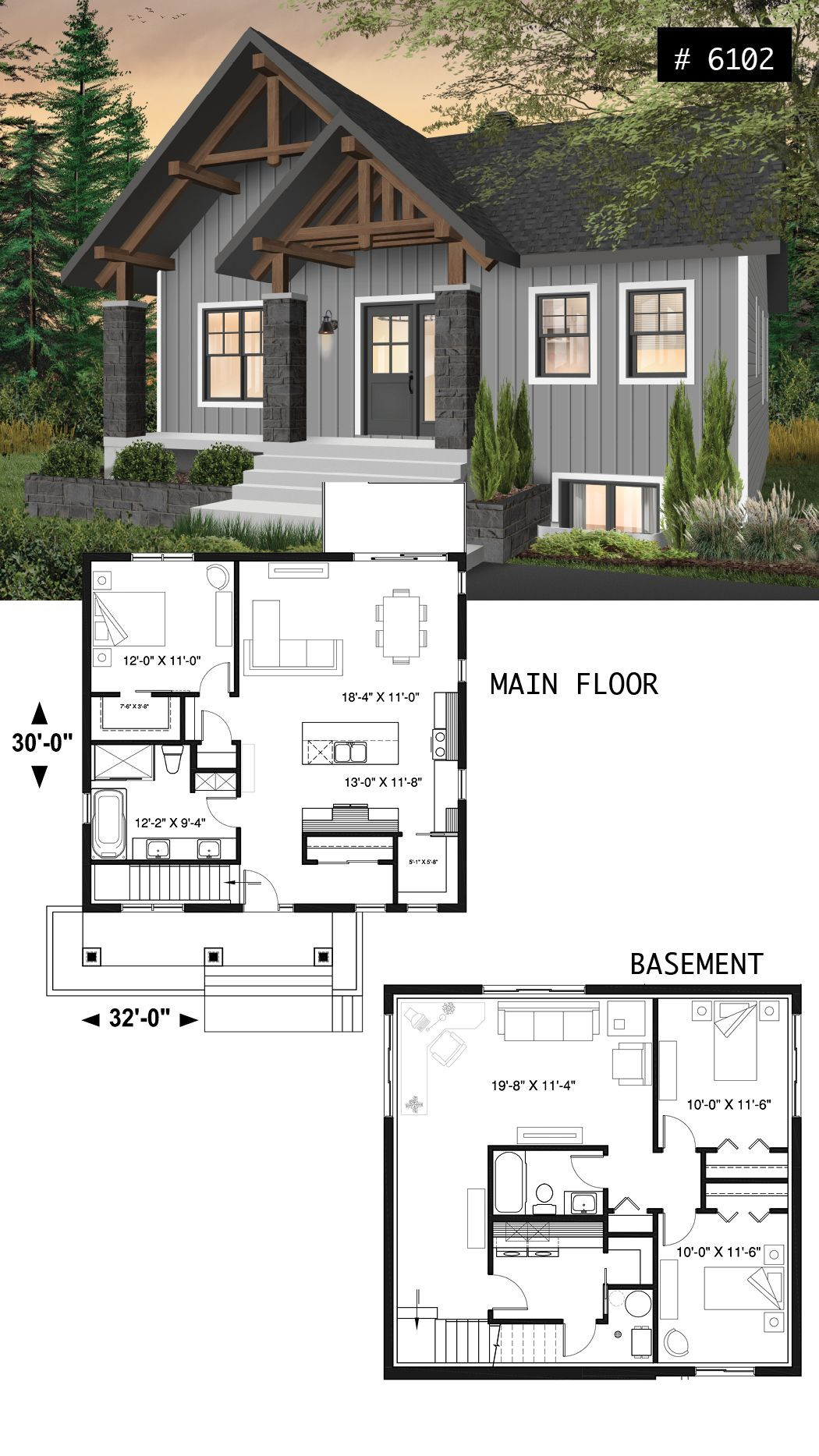 Small Three Bedroom House Plans
 Small and affordable bungalow house plan with master on