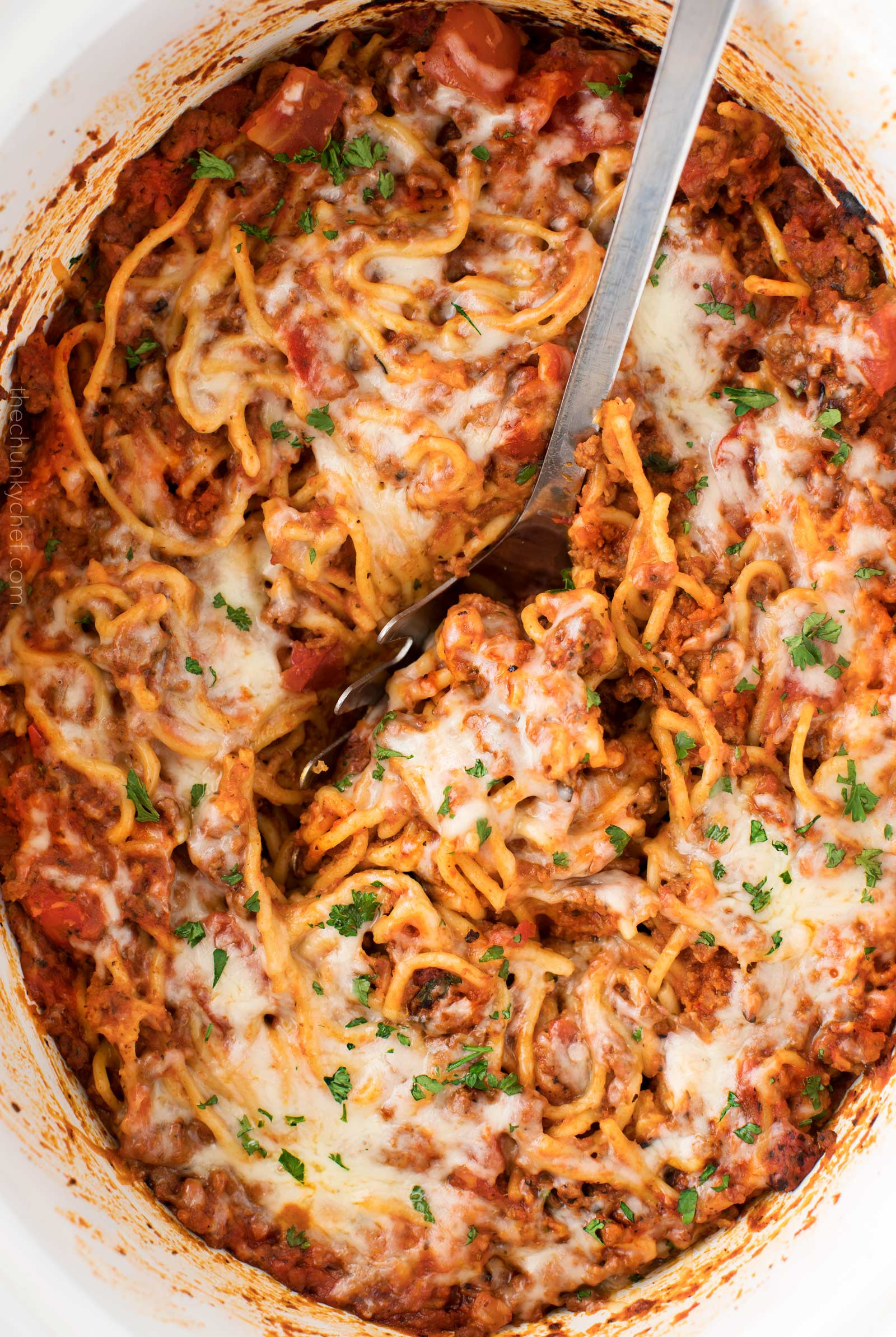 Spaghetti Casserole Recipe
 Easy Crockpot Spaghetti Casserole The Chunky Chef