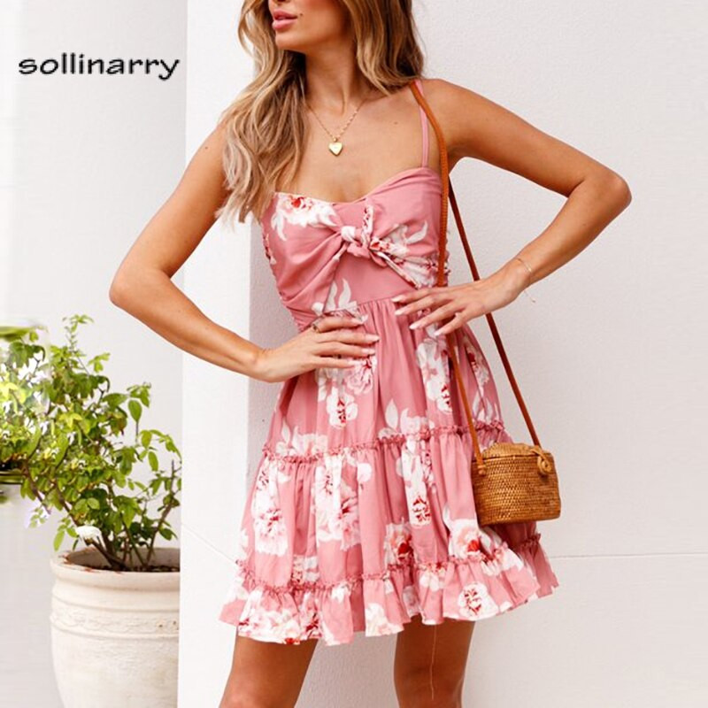 Spaghetti Strap Summer Dress
 Sollinarry Spaghetti strap sweet summer dress women 2018