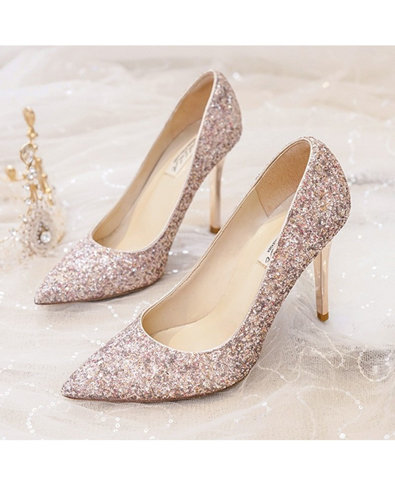 Sparkly Shoes For Wedding
 Simple Sparkly Silver Wedding Shoes High Heels For Brides