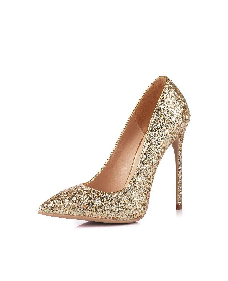 Sparkly Shoes For Wedding
 High Heeled Sparkly Wedding Shoes Sequined In Gold 2018