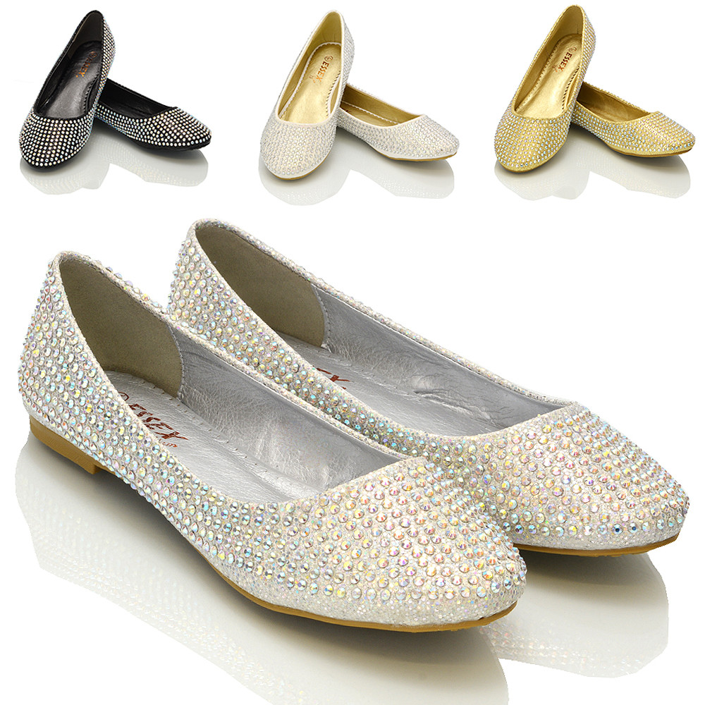 Sparkly Shoes For Wedding
 New Womens Diamante Bridal La s Sparkly Bridesmaid