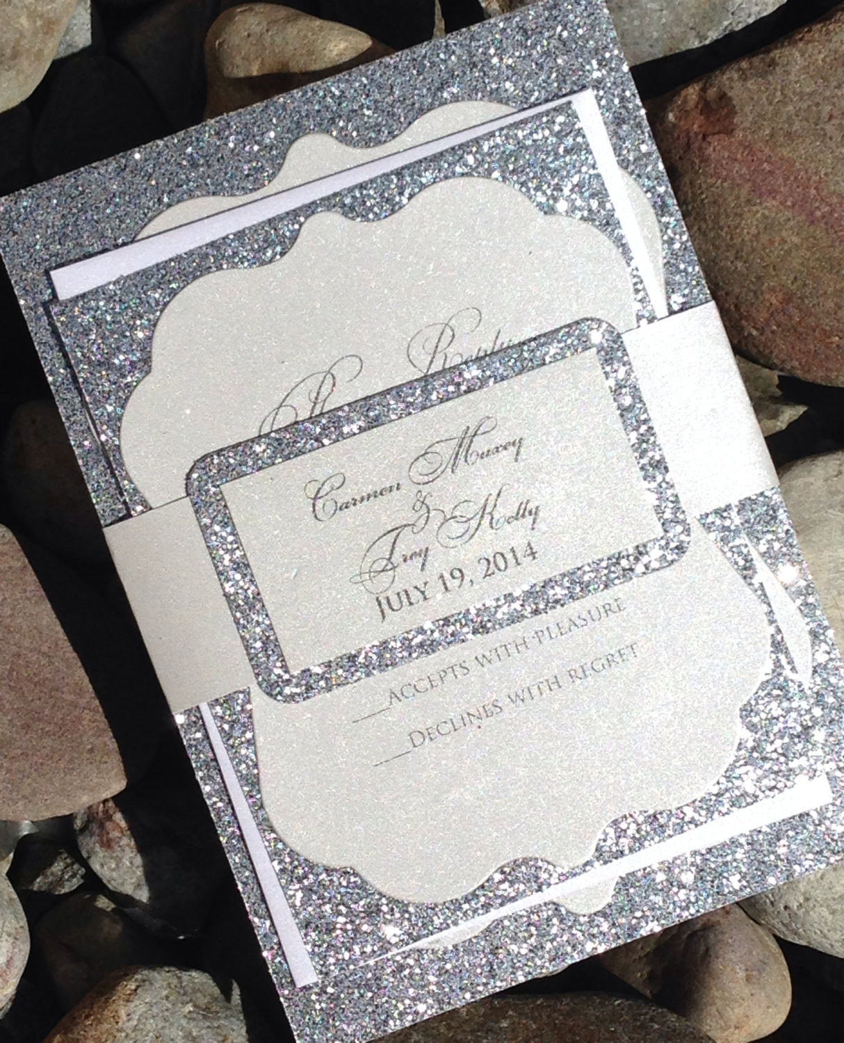 Sparkly Wedding Invitations
 Silver Wedding Invitation Silver Glitter by