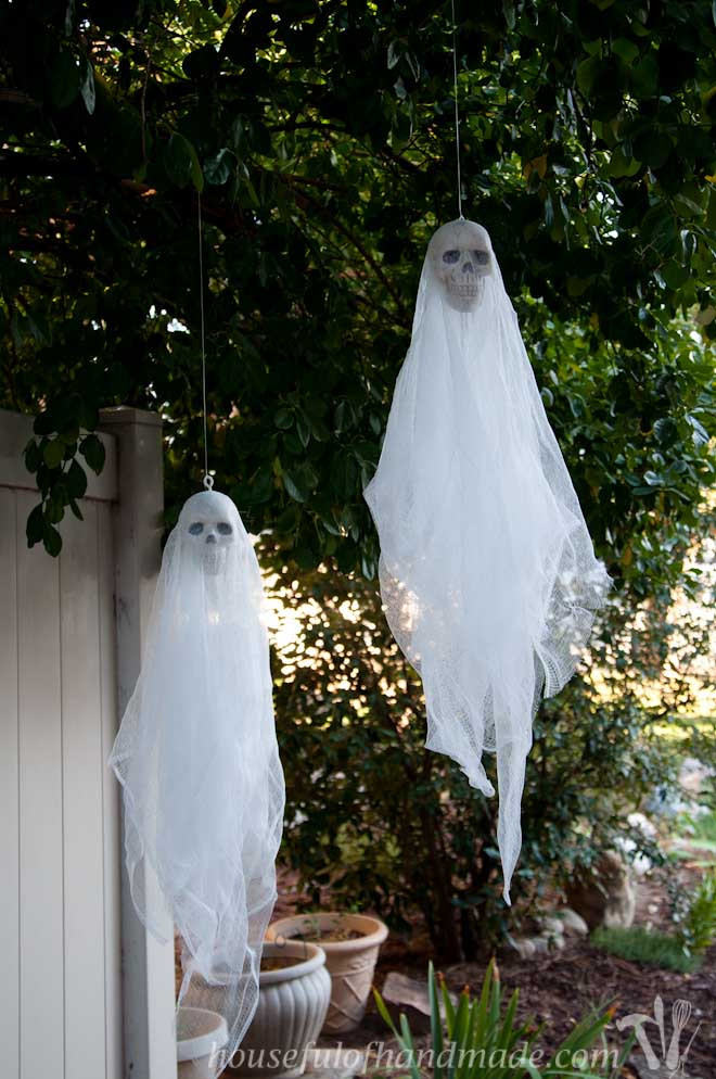 Spooky Halloween Decorations DIY
 Easy $3 Spooky Skull Ghosts DIY Houseful of Handmade