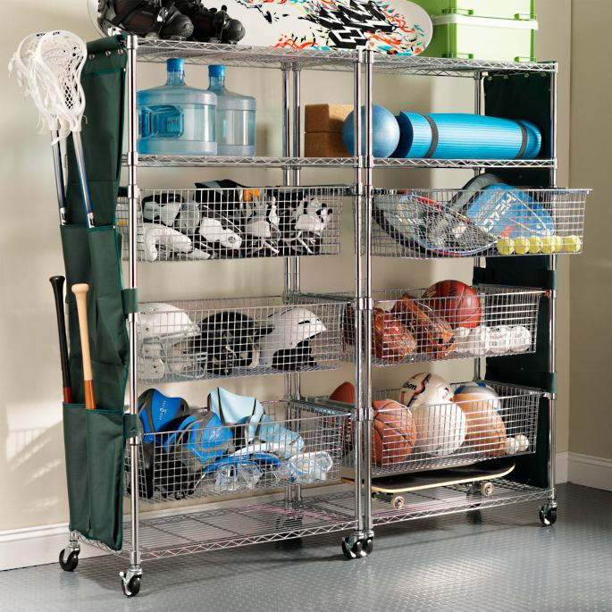 Sports Organizer For Garage
 Chrome finished Sports Shelving Frontgate