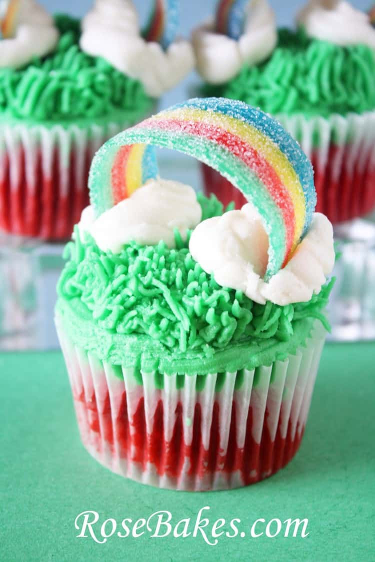 St Patrick Day Cupcakes
 St Patrick s Day Cupcakes with Sour Power Rainbows