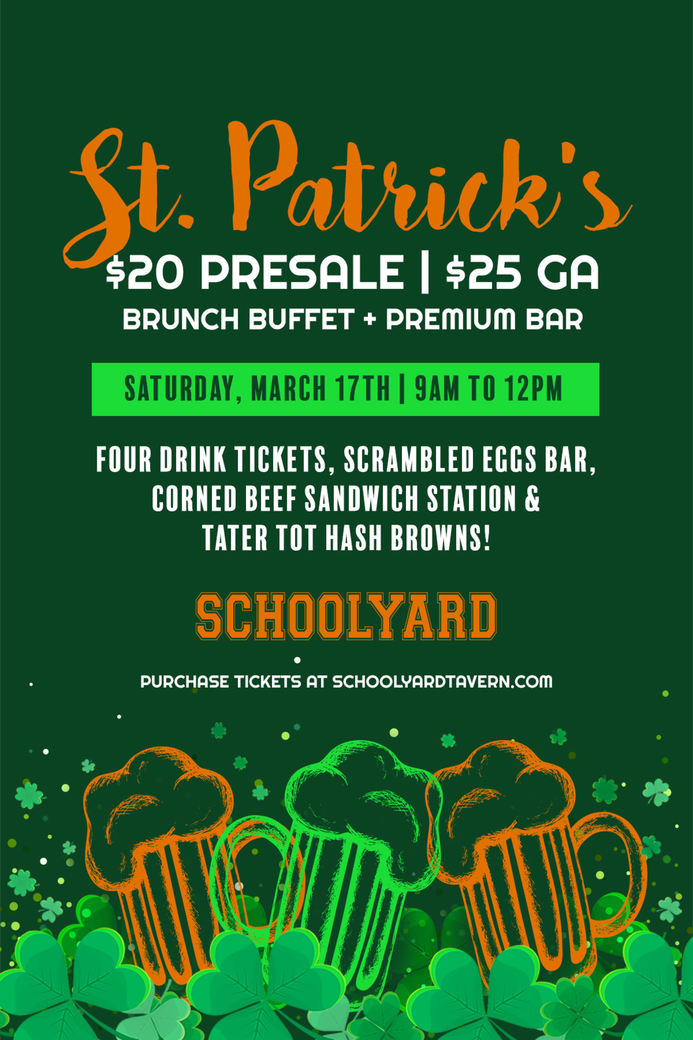 St Patrick's Day Birthday Party
 St Patrick s Day Party at Schoolyard 2018 Tickets