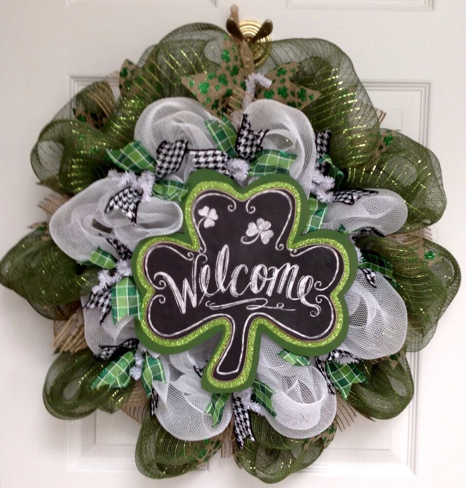 St. Patrick's Day Crafts
 Wel e Shamrock St Patrick s Day Wreath Handmade Deco