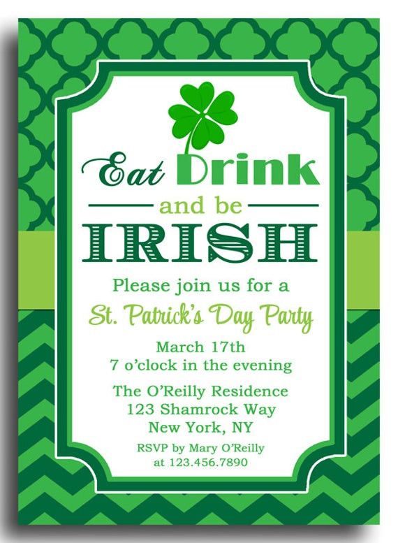 St Patrick's Day Party Invitations
 Items similar to St Patrick s Day Invitation Printable or