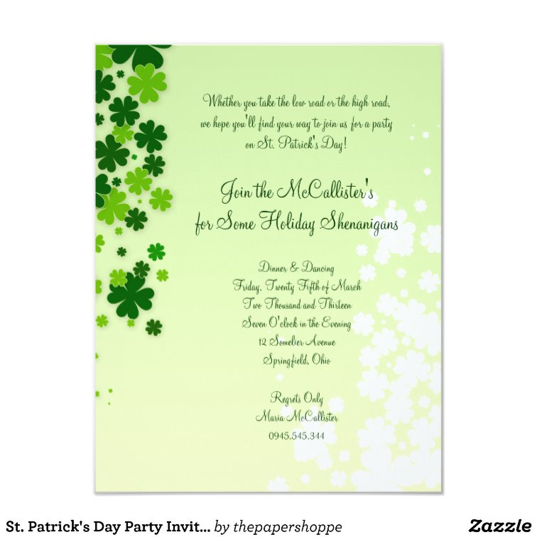 St Patrick's Day Party Invitations
 St Patrick s Day Party Invitation
