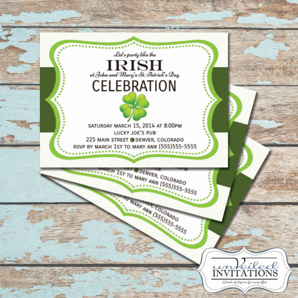 St Patrick's Day Party Invitations
 Printable St Patrick s Day Invitation Shamrock
