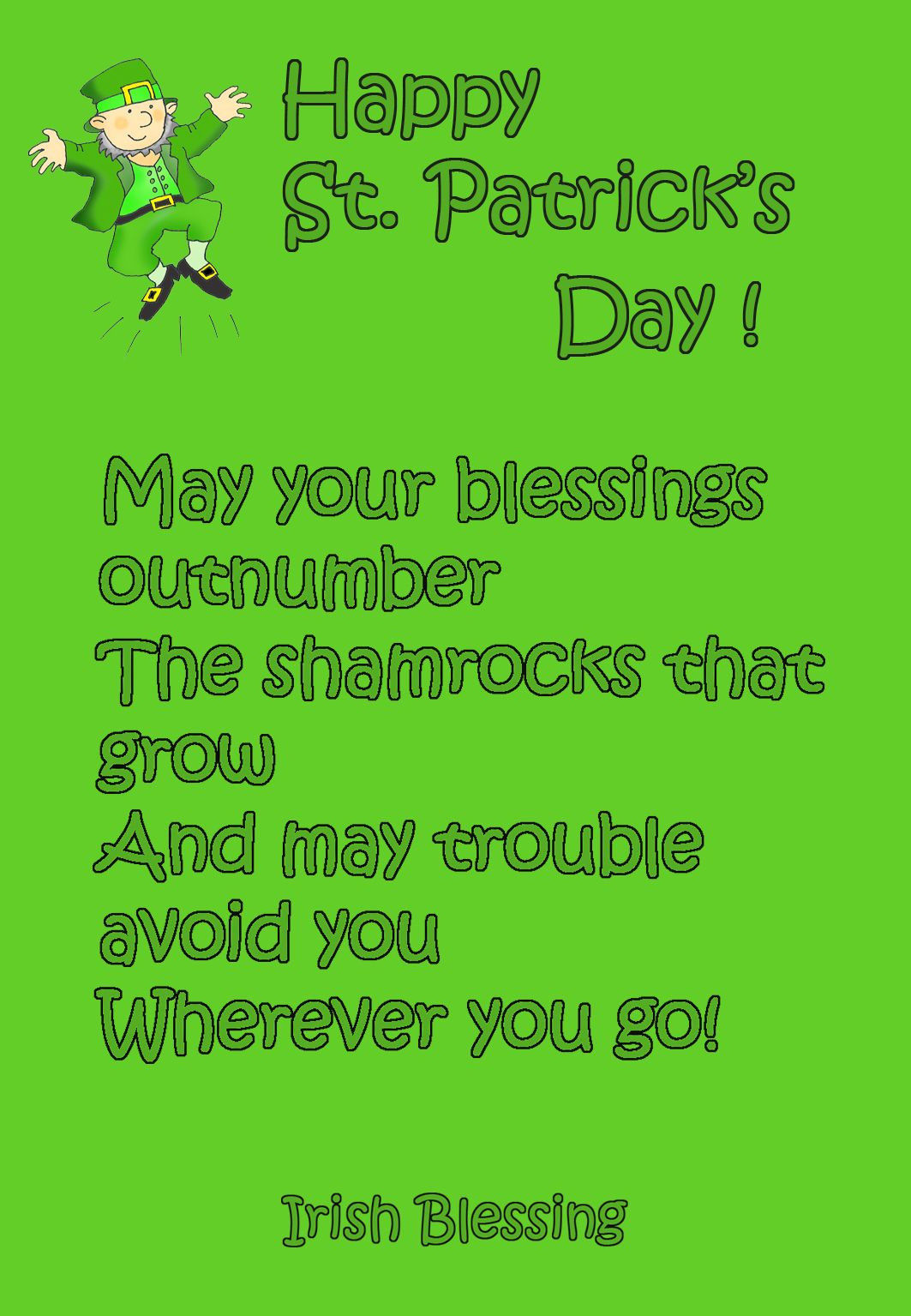 St Patrick's Day Poems Quotes
 St Patrick s day poem and leprechaun Postcards