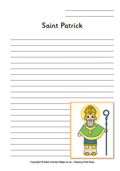St Patrick's Day Writing Activities
 Saint Patrick Writing Pages