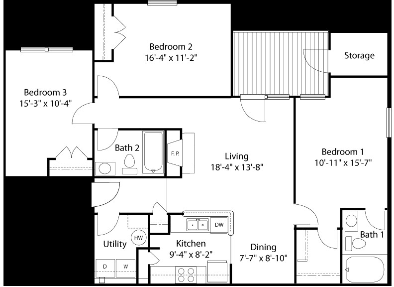 Standard Bedroom Dimensions
 Glade Creek Roanoke VA Apartments