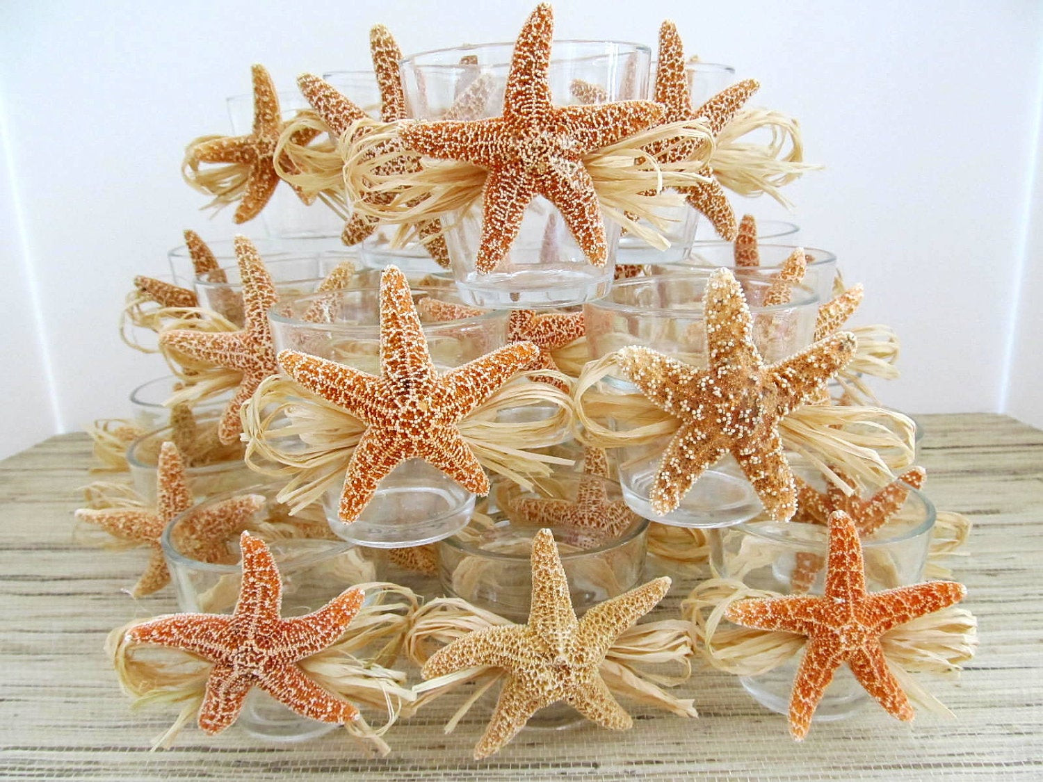 Starfish Wedding Decorations
 Beach Wedding Decor Sugar Starfish Votives with Natural Raffia