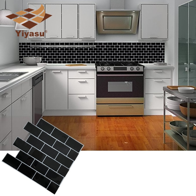 Sticky Backsplash For Kitchen
 Black Subway Tile Self Adhesive Peel and Stick Backsplash