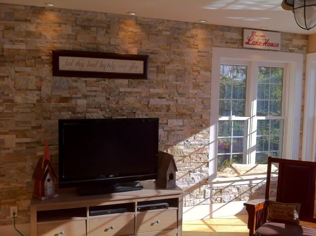 Stone Accent Wall Living Room
 Stone accent wall natural ledge stacked stone Beach